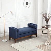 Elegant Boucle Upholstered Bench with Pillows
