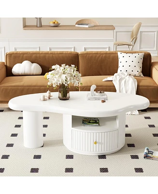 Cloud Coffee Table w/ Drawer & Shelf