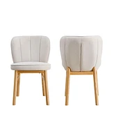 Ash Wood Upholstered Dining Chairs, Set of 2: Modern Armless Chairs for Home & Restaurant
