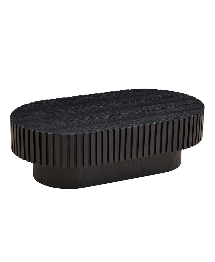 43" Handcraft Oval Coffee Table with Pedestal, Black