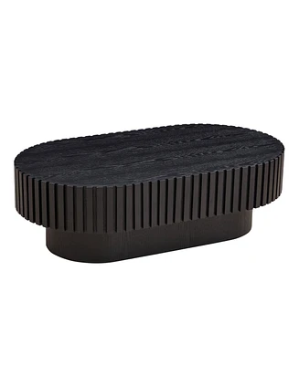 43" Handcraft Oval Coffee Table with Pedestal, Black