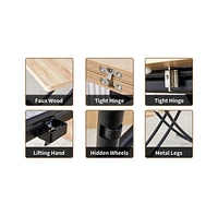 Modern Minimalist Table Set: Multifunctional Desk with 4 Brown Fabric Chairs