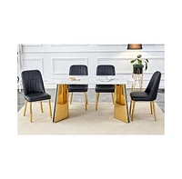 Luxurious 63" Sintered Stone Table and 4 White Pu Chairs