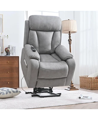 Electric Power Lift Recliner Chair for Elderly, Fabric Recliner Chair for Seniors, Home Theater Seating, Living Room Chair, Side Pocket, Remote Contro