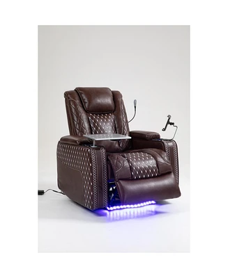 Power Zero Gravity Recliner with Multifunctional Features - Storage Armrest & Cup Holder - Laptop Table & Phone Holder- Reading Light & Led