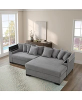 Luxury Corduroy Sectional Sofa with Convertible Chaise