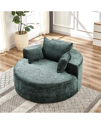 55''L Chenille Sponge single sofa,No Assembly Required,Fluffy Modern Sleeper Chair for Living room, Bedroom, Lounge and Projection Room(Not a swivel c