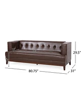 Mid-Century Modern 3-Seater Sofa With Tufted Upholstery
