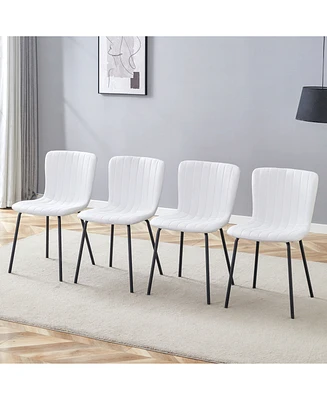 Luxury Minimalist Dining Chairs - Set of 4, Black Metal Legs