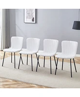 Luxury Minimalist Dining Chairs - Set of 4, Black Metal Legs