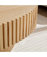 Modern Oval Coffee Table with Pedestal Base, 43.7" for Living Room