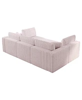 U-Shaped 6-Person Sofa with Ottoman, Light Pink, Modular Furniture