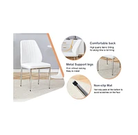 Modern Glass Table and White Pu Dining Chairs
