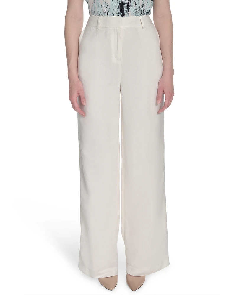 Calvin Klein Women's Linen Blend Wide-Leg Pants