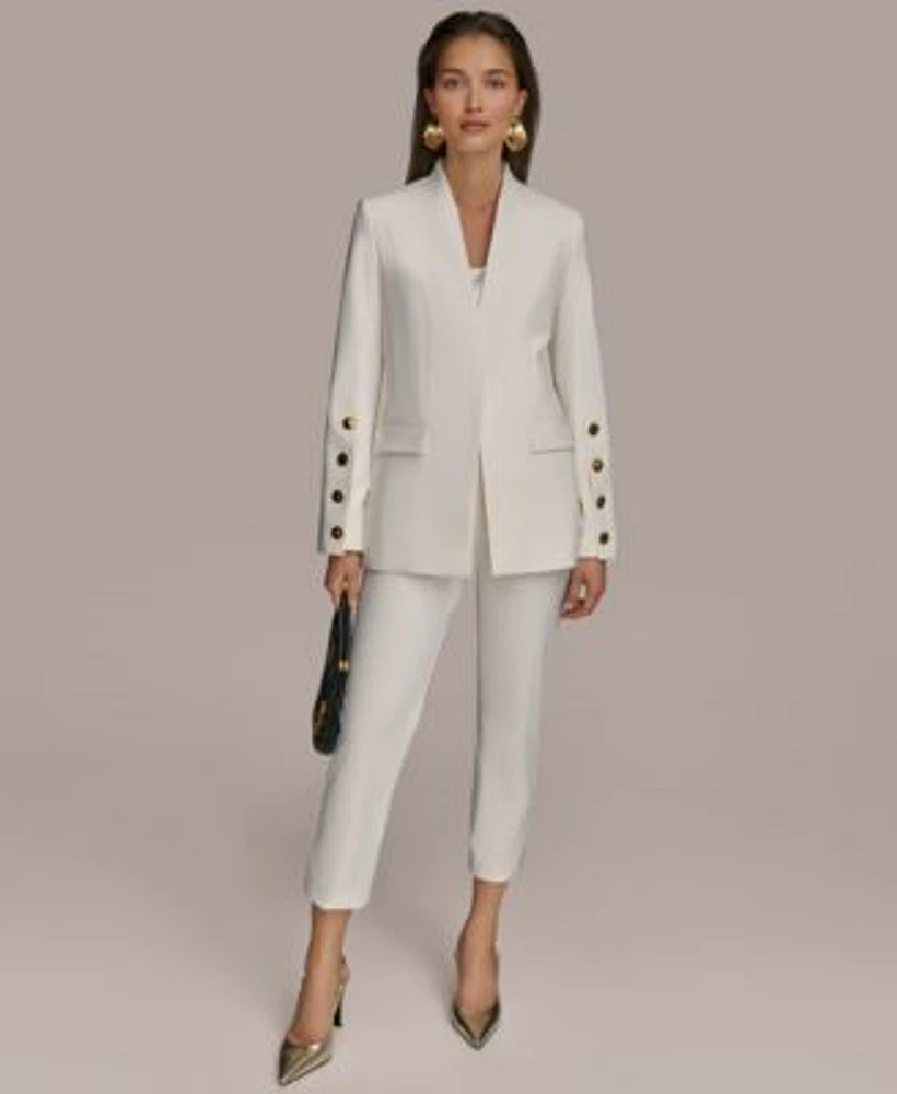 Donna Karan Womens Button Sleeve Blazer Slim Leg Ankle Pants
