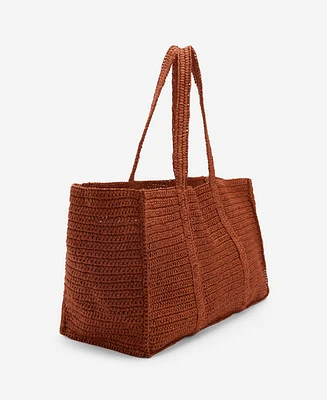 Mango Women's Natural Fiber Double-Handle Shopping Bag