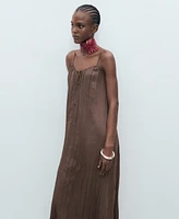 Mango Women's Bow Detail Textured Midi Dress