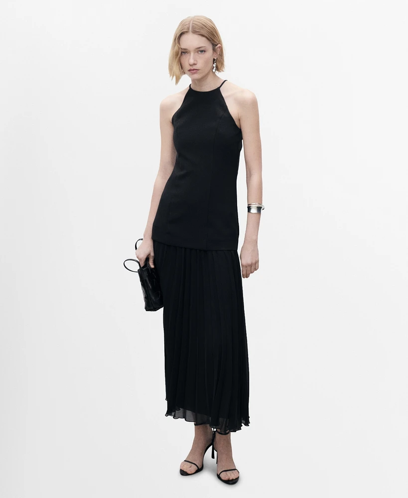 Mango Women's Combined Fabric A-Line Dress