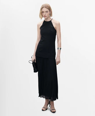 Mango Women's Combined Fabric A-Line Dress