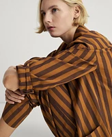 Mango Women's Two-Tone Woven Striped Long Sleeve Sleepshirt