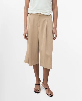 Mango Women's Lyocell Pleated Bermuda Shorts