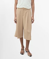 Mango Women's Lyocell Pleated Bermuda Shorts