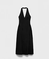 Mango Women's Halter Neck Cotton Midi Dress