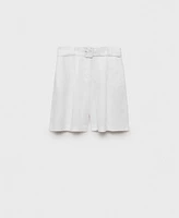 Mango Women's Belt Linen-Blend Bermuda Shorts
