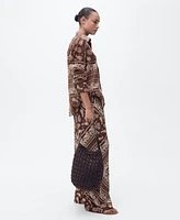 Mango Women's Wide Leg Paisley Pants