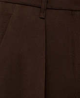 Mango Women's Wide Leg Pleated Pants