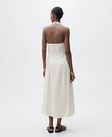 Mango Women's Halter-Neck Linen Dress