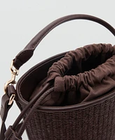 Mango Women's Small Raffia Bucket Bag