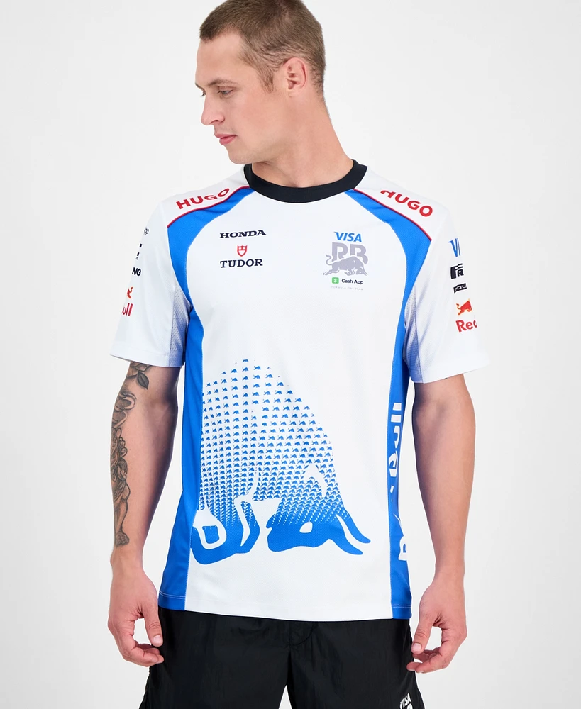 Hugo Boss Men's Oversized Short Sleeve Crewneck Sponsor Logos Graphic T-Shirt