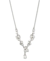 Givenchy Silver-Tone Crystal & Imitation Pearl Lariat Necklace, 16" + 3" extender