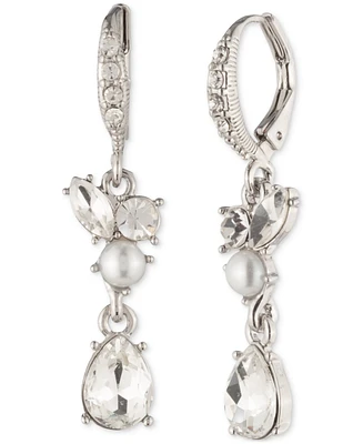 Givenchy Silver-Tone Crystal & Imitation Pearl Double Drop Earrings