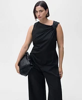 Mango Women's Draped Neck Long Culotte Jumpsuit