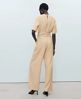 Mango Women's Straight-Fit Short-Sleeved Jumpsuit