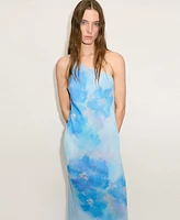 Mango Women's Asymmetrical Floral Scarf Dress