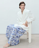 Mango Women's Long Floral Flared Skirts
