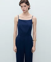 Mango Women's Long Denim-Effect Jumpsuit