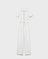 Mango Women's Belted Denim Jumpsuit