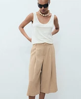 Mango Women's Lyocell Pleated Bermuda Shorts