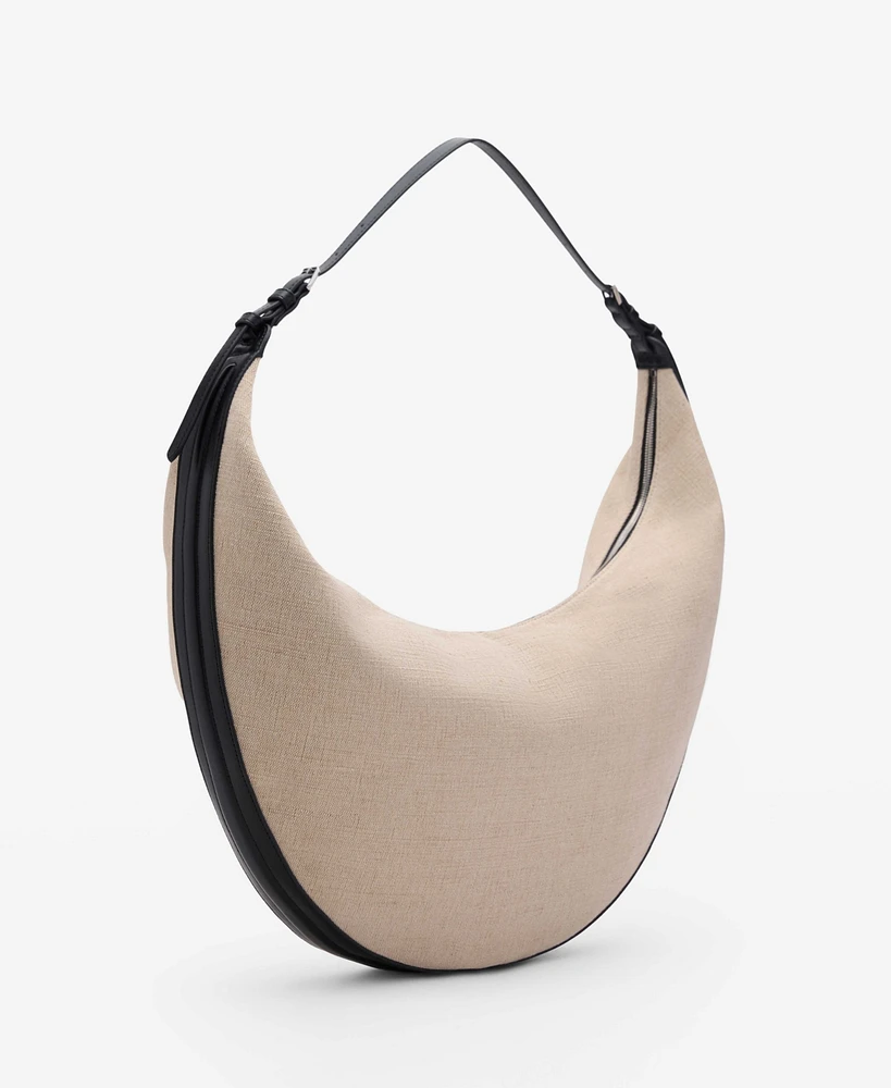 Mango Women's Oval Linen-Blend Shoulder Bag