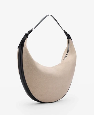 Mango Women's Oval Linen-Blend Shoulder Bag