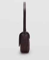 Mango Women's Flap Raffia Shoulder Bag
