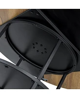 47" Round Dining Table - Storage, Wood & Black Design