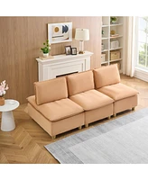 88" Modern Pumpkin-Colored Flannel Sofa