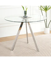 Modern Glass Dining Table with Electroplated Metal Legs
