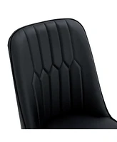 Set of 8 Dining Chairs with Pu Backrest and Gold Metal Legs