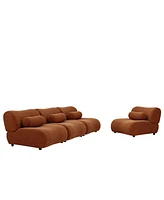 L-Shaped Orange Modular Sofa Set – High Comfort Chenille Fabric Sofa, Ideal for Modern Living Room and Lounge Areas, Freely Arrangeable, Simple